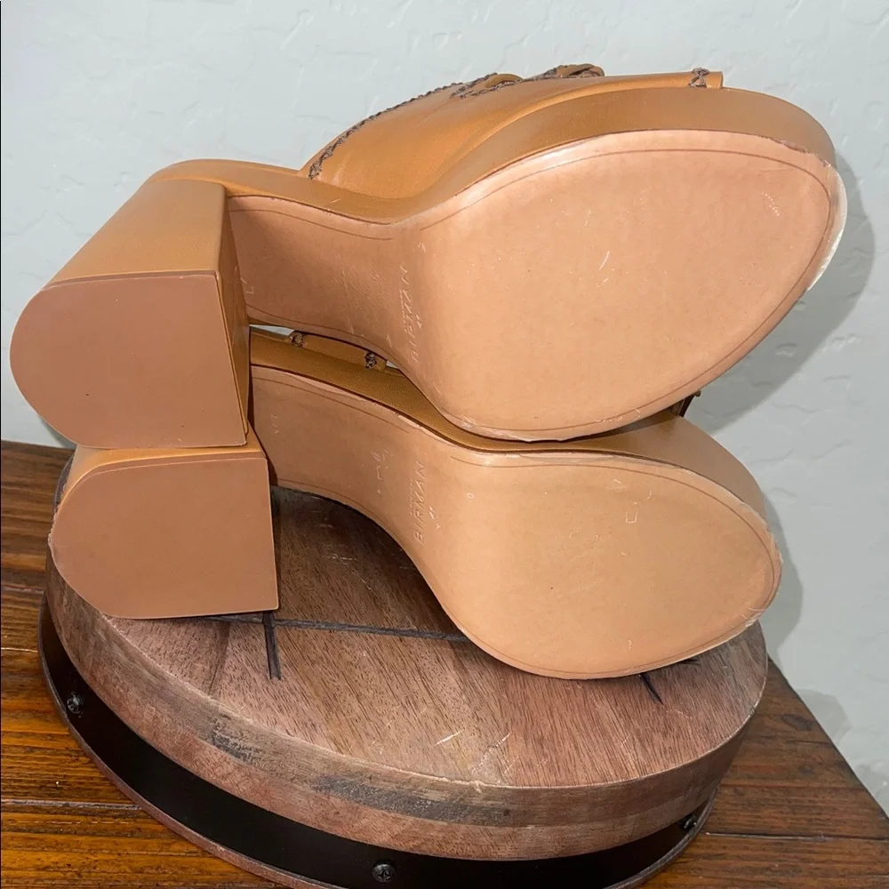 Alexandre Birman Brown Clarita Dual-Bow 119MM LeatherPlatform Slide Sandal Sz 10
